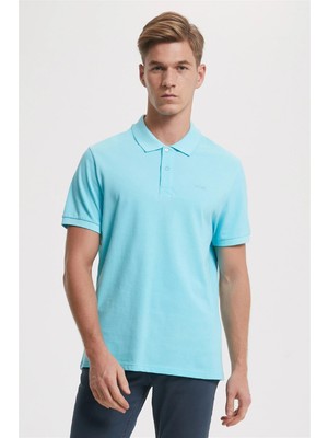 Lee Cooper Twins Erkek %100 Pamuk Polo Yaka T-Shirt Turkuaz