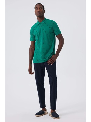 Lee Cooper Palm Erkek %100 Pamuk Pike Polo Yaka T-Shirt Yeşil