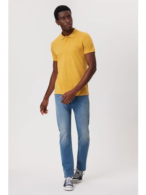 Lee Cooper Twins Erkek %100 Pamuk Polo Yaka T-Shirt Hardal
