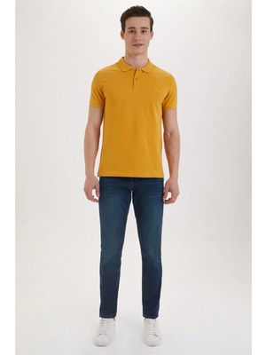 Lee Cooper Twins Erkek %100 Pamuk Polo Yaka T-Shirt Hardal