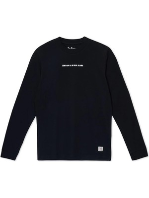 Lee Cooper Deny Erkek %100 Pamuk Uzun Kol T-Shirt Siyah