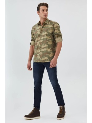 Lee Cooper Bangor Erkek %100 Pamuk Dokuma Gömlek Kamuflaj
