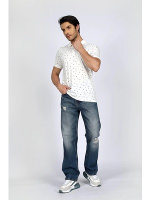 Lee Cooper Newandy Erkek %100 Pamuk Polo Yaka T-Shirt Off White
