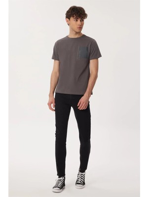 Lee Cooper Moby Erkek %100 Pamuk O Yaka T-Shirt Gri