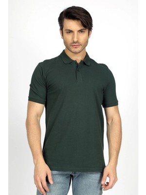 Lee Cooper Arch Erkek %100 Pamuk Polo Yaka T-Shirt Zümrüt Yeşili