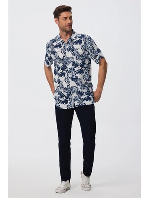 Lee Cooper Eddie Erkek %100 Pamuk Dokuma Gömlek Beyaz İndigo
