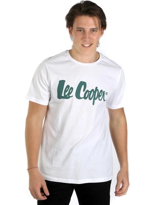 Lee Cooper Londonlogo Erkek %100 Pamuk O Yaka T-Shirt Beyaz-Y