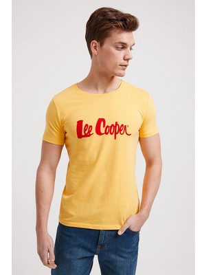 Lee Cooper Londonlogo Erkek %100 Pamuk Bisiklet Yaka T-Shirt Sarı