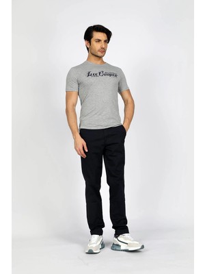 Lee Cooper Nero Erkek %100 Pamuk O Yaka T-Shirt Gri Melanj
