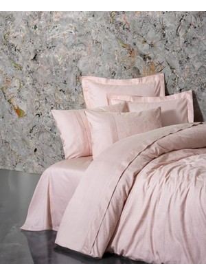 Decostyle Çift Kişilik Jakarlı Saten Nev Takımı Jana Pembe