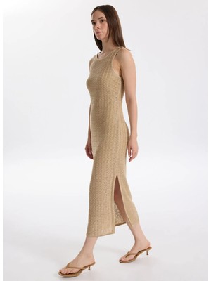 Lauren Ralph Lauren Yuvarlak Yaka Kırık Beyaz Midi Kadın Elbise Naylın-Sleeveless-Day Dress