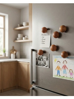 Bevorev 12 Adet Mıknatıslı Ahşap Buzdolabı Magnet Set