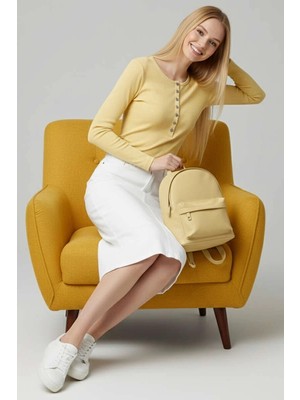 Decostyle Çıtçıt Detaylı Bluz Sarı