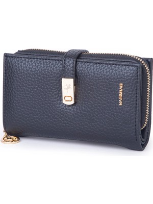 Nas Bag Kadın Orta Boy Kartlık Kağıt Para ve Bozuk Para Tasarımına Sahip Siyah Lopez [16X9 Cm]