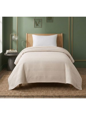 Taç Yeni Sezon Tek Kişilik Pamuklu Pike Monet Pudra