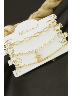 Marsilyan Yıldız Zincir Bileklik 3 Adet