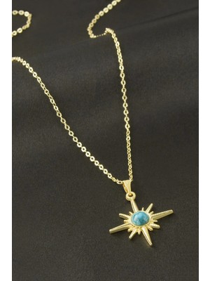 Lowell Home Ieg Yıldız Turkuaz Taşlı Uçlu Kolye LWLBJT-RSIEG327