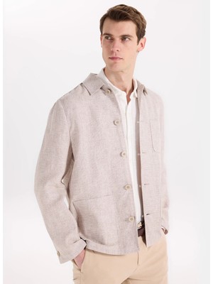 Fabrika Slim Fit Bej Erkek Düz Ceket F6SM-CKT 2548