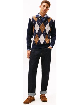 Tommy Hilfiger Mavi Erkek Kazak MW0MW42614DW5_ARGYLE Ls Rugby