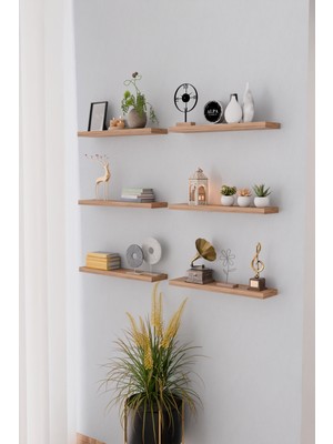 Alpa Ev Mobilya 6'lı Duvar Rafı 50 CM Kitaplık Salon Duvar Rafı Kitaplık Düzenleyici Raf