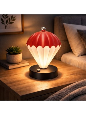 CoverZone PC-8300 | Şarjlı Dokunmatik LED Masa Lambası Type-C Şarjlı Dekoratif Gece Lambası Masaüstü Ortam Aydınlatması Modern Tasarım Taşınabilir Komodin Lambası Ev Ofis Yatak Odası Için