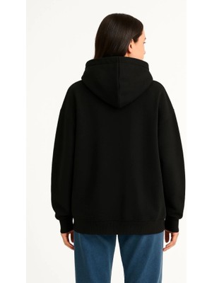 Infivento Samuray Ninja Çift Kapşonlu Zıp Fermuarlı Kanguru Çepli Hoodie Maske Detaylı Swetshirt - Siyah