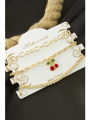 DS LLC Kiraz Zincir Bileklik 3 Adet DLLSRSBJ34