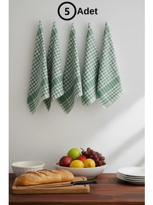 Senpai Pötikareli 5'li Pamuklu Beslenme Sunum Örtüsü Kurulama Bezi Servis Peçetesi Mutfak Havlusu | Yeşil