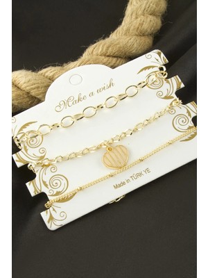 Store Mania Ieg™ Kalp Çizgili Zincir Bileklik 3 Adet