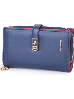 Nas Bag Kadın Orta Boy Kartlık Kağıt Para ve Bozuk Para Tasarımına Sahip Lacivert Kırmızı Dona [16X9 Cm]