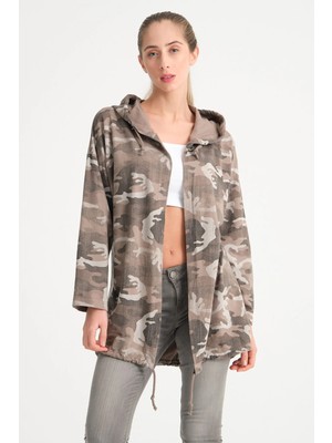 Della Moor Vizon Kadın Italyan Sırtı Payetli Kapüşonlu Ceket