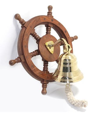 Cngzhn Duvara Asmalı Ahşap Dümenli Pirinç Çan