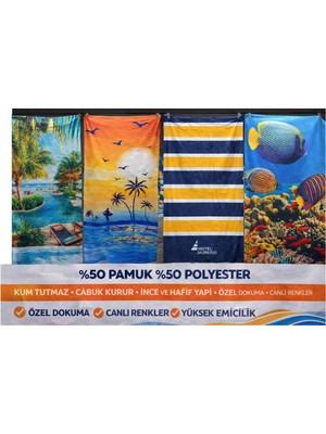 Bilmar Plaj Havlusu 70 x 140 cm Kum Tutmaz - Hafif ve Yüksek Emici x 4 Adet
