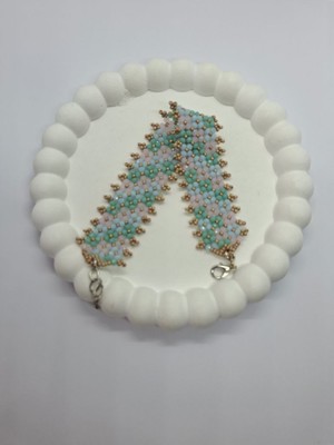 El Yapımı Pembe Turkuaz Soft Renklerde  Kristal Boncuk  Bilekik