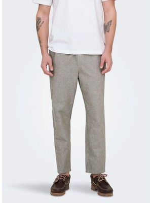 Only & Sons Kahverengi Erkek Rahat Chino Pantolon 22024966 Onslınus Crop Lın Pnt Noos