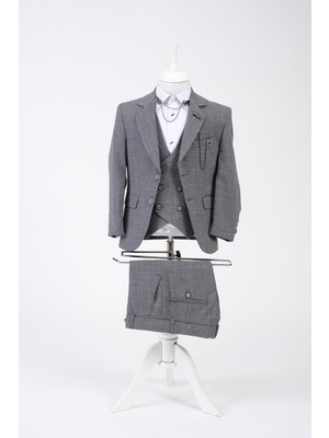 Doctor Junior Erkek Çocuk Takım Elbise Füme Renk 13 Yaş için Şık Tasarım Üç Parça