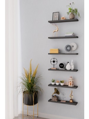 Alpa Ev Mobilya 6'lı Duvar Rafı 50 CM Kitaplık Salon Duvar Rafı Kitaplık Düzenleyici Raf