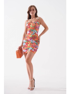 Decostyle Kadın Ince Askılı Desenli Elbise S8105