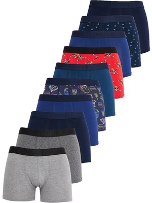Tudors Erkek 10'lu Likralı Pamuklu Esnek Kumaş Premium Seri Boxer