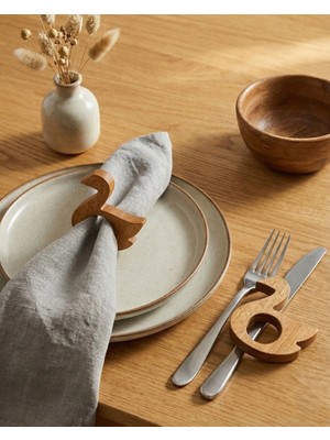 Bevorev 6'lı Peçete Halkası Sunum Yüzüğü Kuğu Açık Meşe