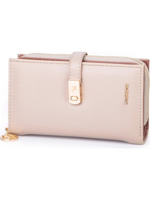 Nas Bag Kadın Orta Boy Kartlık Kağıt Para ve Bozuk Para Tasarımına Sahip Kum Taba Dona [16X9 Cm]