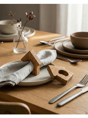 Bevorev 6'lı Peçete Halkası Sunum Yüzüğü Ev Açık Meşe