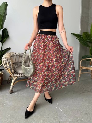 Decostyle Baskılı Astarlı Uzun Etek