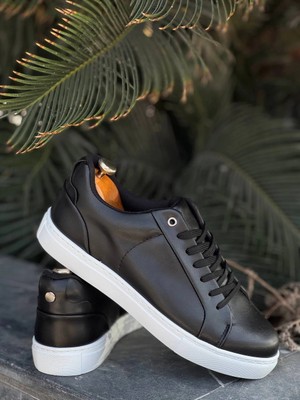 Decostyle Kb-Bx1 Siyah Cilt Yüksek Beyaz Taban Günlük Erkek Ayakkabı