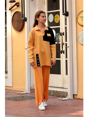 Decostyle Kuş Gözü Triko Takım Hardal