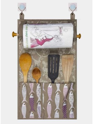 TE Dükkan Buğz Çok Amaçlı Ahşap Kulplu Mutfak Peçete Askılığı ve Kaşıklık ( Buğz )