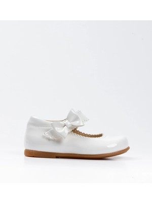 Paqpa Doria Kız Bebek Soft Tabanlı Babet - Beyaz Rugan AB1001-01