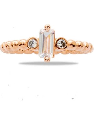 Tesbihane Popcorn Tasarım Rose Renk Free Size 925 Ayar Gümüş Tria Kadın Yüzük