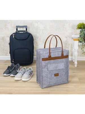 TE Dükkan Buğz Deri Kulplu Ayakkabı Seyahat Çantası 04263 ( Buğz )