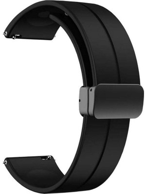 Gpack Fossil Sport Watch 43MM Kordon Kayış D-Buckle Mıknatıslı Silikon 22/jku Siyah